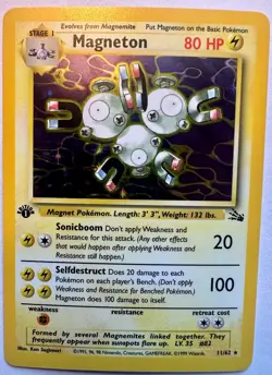 Ungraded TCG Pokemon Magneton 1st Edition Fossil Holo Rare - Image 1