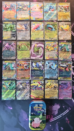 25x Pokemon EX Card Lot NM No Duplicates + Sinistcha Full Art + Bonus Tin - Image 1