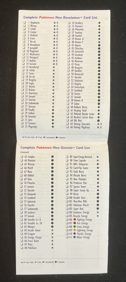 Pokemon Trading Card Game Card List - Neo Revelation & Neo Genesis - Unmarked - Image 4