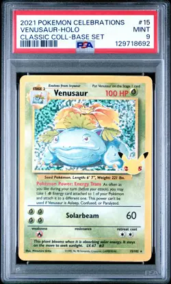 2021 POKEMON CELEBRATIONS CLASSIC COLL #15 VENUSAUR-HOLO PSA 9 - Image 1
