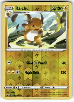 Raichu SWSH01: Sword & Shield Base Set Rare,Reverse Holo Pokemon NM - Image 1