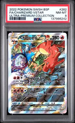 2022 POKEMON SWSH BLACK STAR PROMO #262 FULL ART/CHARIZARD VSTAR PSA 8 - Image 1
