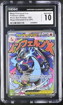CGC 10 Mega Charizard X EX MEP 023 Phantasmal Flames UPC Promo Pokemon - Image 1
