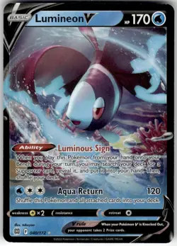 LUMINEON V - 040/172 - HOLO RARE V - BRILLIANT STARS - POKEMON - - NM - Image 2