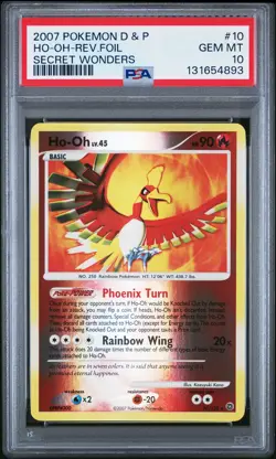 2007 POKEMON DIAMOND & PEARL SECRET WONDERS #10 HO-OH-REVERSE FOIL PSA 10 - Image 1