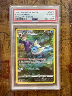 Vaporeon Full Art Brilliant Stars TG02 PSA 10 Pokemon Card - Image 1