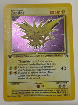 1999 Base Set Zapdos 15/62 Fossil Holo Rare WOTC Vintage Card - Image 1