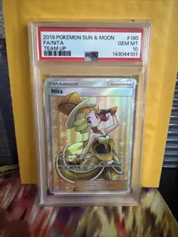 Pokemon Nita TCG Full Art Ultra Rare Card SM Team Up 180/181 PSA 10 - Image 1