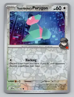 Reverse Holo Team Rocket's Porygon 153/182 Common Destined Rivals Pokemon - Image 1