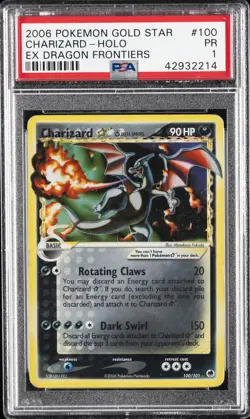 2006 POKEMON EX DRAGON FRONTIERS GOLD STAR #100 CHARIZARD-HOLO PSA 1 - Image 1