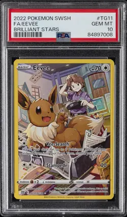 2022 POKEMON SWORD & SHIELD BRILLIANT STARS #TG11 FULL ART/EEVEE PSA 10 - Image 1