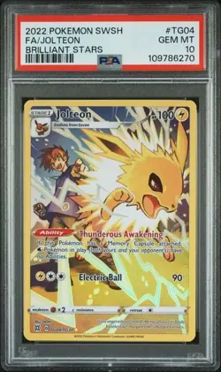 2022 Pokemon SWSH Brilliant Stars Jolteon Trainer Gallery Holo #TG04/TG30 PSA 10 - Image 1