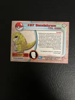 1999 Topps TV Sandshrew #27 Pokemon Card TCG Vintage Rare Regular LP/NM - Image 2