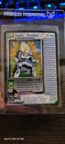 Dragon Ball Z Vegeta Ascendant 154 Holo Score 2001 Collectible Card English - Image 1