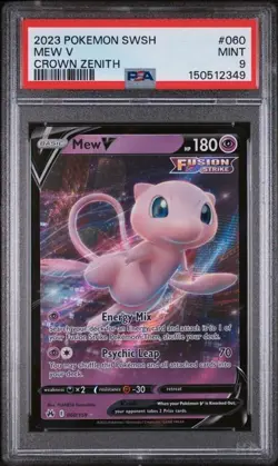 Mew V #060 Pokemon TCG 2023 Sword & Shield Crown Zenith PSA 9 Mint - Image 1