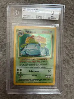 Pokemon Venusaur Base Set Unlimited Holo Rare 1999 #15/102 Beckett 9 mint - Image 1