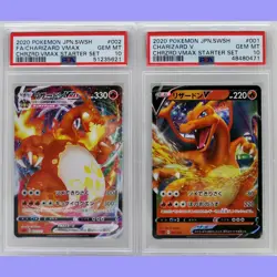 Pokemon Japanese Charizard Vmax 002/021 & V 001/021 Starter Set PSA 10 Gem Mint - Image 1