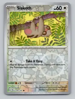 Reverse Holo Slakoth 145/191 Common Surging Sparks Pokemon - Image 1