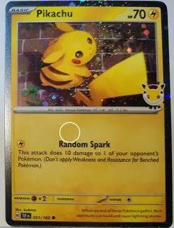 Swirl 🌀 Pikachu 051/162 Cosmos Holo Bleed Error Rare Pokemon Day Promo ✨ - Image 2