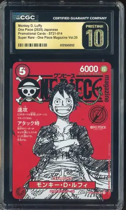 2025 One Piece JPN ST21 Promo Magazine Vol.20 014 Monkey D Luffy CGC 10 PRISTINE - Image 1