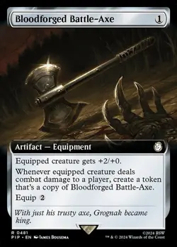 Bloodforged Battle-Axe Extended Art Foil - PIP 0481 - NM - MTG Magic - Image 1