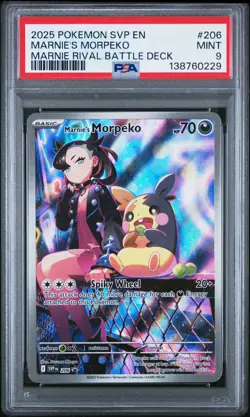 2025 POKEMON SVP EN-SV BLACK STAR PROMO #206 MARNIE'S MORPEKO PSA 9 - Image 1