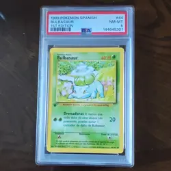 PSA ERROR Pokemon 1999 Bulbasaur 44/102 1st Edition Base Set Spanish PSA NM-MT 8 - Image 1