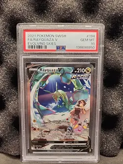 2021 Pokemon SWSH Evolving Skies Rayquaza V #194/203 PSA 10 GEM MINT - Image 1