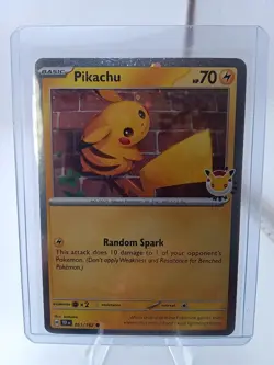 Pokemon TCG Pikachu 051/162 Pokemon Day Stamped Promo 30th Anniversary Holo - Image 1