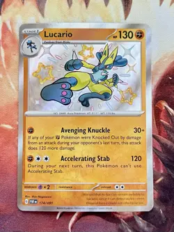 Lucario SHINY 174/091 Paldean Fates Holo Baby Shiny Rare Pokemon Card NM ✨ - Image 1