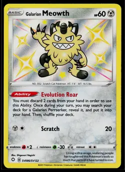 Pokemon Shining Fates: Shiny Vault #SV086/SV122 Galarian Meowth - Image 1