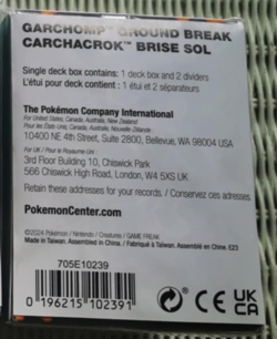 Garchomp Ground Break Pokemon Center Deck Box New/Sealed - Image 3
