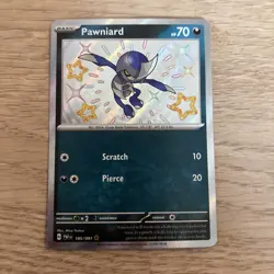 Pokemon TCG Pawniard Scarlet Violet Paldean Fates Card 185/091 Baby Shiny - Image 1