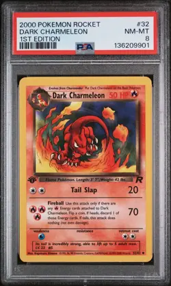 2000 Pokemon 1st Edition Team Rocket Dark Charmeleon PSA 8 32/82 - New Cert - Image 1