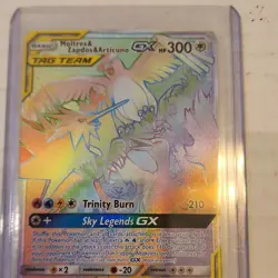 Pokemon TCG Moltres & Zapdos & Articuno GX 69/68 Hidden Fates Holo Secret Rare - Image 1