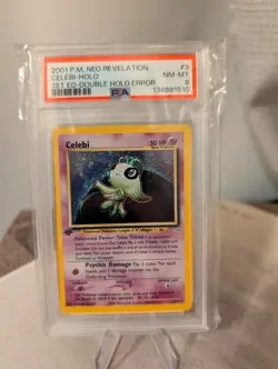 2001 Pokemon Neo Revelation Celebi 1st Ed Double Holo Error #3 PSA 8 - Image 1