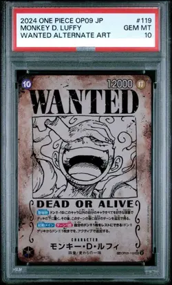 PSA 10 Monkey D. Luffy OP05-119 Nika SEC WANTED Emperors ONE PIECE Card Japanese - Image 1