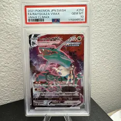 2021 POKEMON JPN SWORD & SHIELD VMAX CLIMAX #252 FULL ART/RAYQUAZA VMAX PSA 10 - Image 1