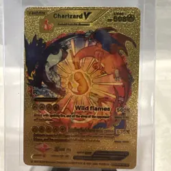 Pokemon Charizard V Gold Foil Fan Art Collector Card - 508 HP - Image 1
