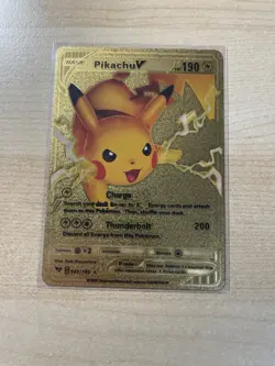 Fan Art - Pikachu V Gold Foil Display Card Vinyl Collector Pokemon HP190 043/185 - Image 1