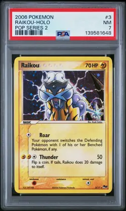 2006 POKEMON POP SER 2 #3 RAIKOU-HOLO PSA 7 - Image 1