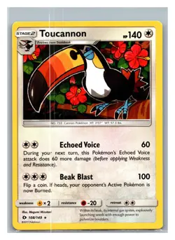 SM Base Set #108/149 Toucannon - Rare Pokemon Card - Image 1