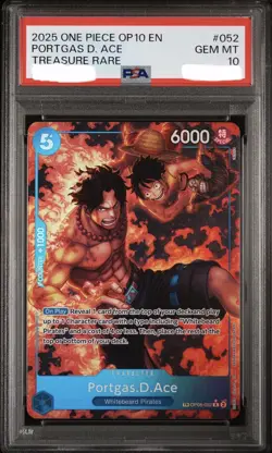 2025 One Piece OP10 EN #052 Portgas D. Ace Treasure Rare PSA 10 GEM MINT #2 - Image 1