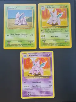 Nidoran 55/102, Nidorino 37/102, Nidorino 44/108 Base Set/XY Pokemon TCG English - Image 1