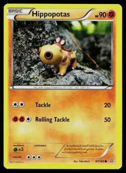 Pokemon Card Primal Clash Hippopotas 87/160 Common - Image 1