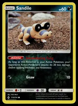 Pokemon Card Unbroken Bonds Sandile 113/214 Common Reverse Holo - Image 1