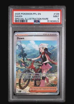 2025 Pokemon Phantasmal Flames #129 Full Art Trainer Dawn SIR PSA 9 Mint - Image 1