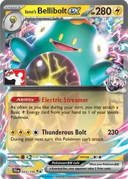 1x Iono's Bellibolt ex (#053/159) - Holofoil NM Eng Pokemon - Prize Pack Series - Image 1