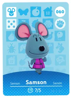 Samson #060 - Amiibo Card - Animal Crossing Series 1 - Authentic Nintendo - Image 1