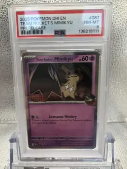 PSA 8 Team Rocket's Mimikyu Prerelease #087 Destined Rivals English Pokemon - Image 1